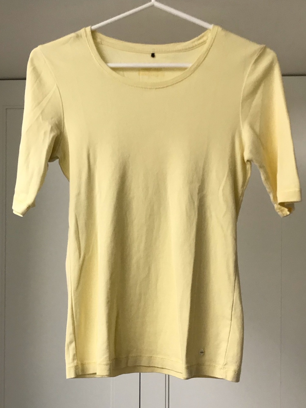 Olsen Women’s Crewneck Short Sleeve Top - Light Yellow Organic Cotton US S